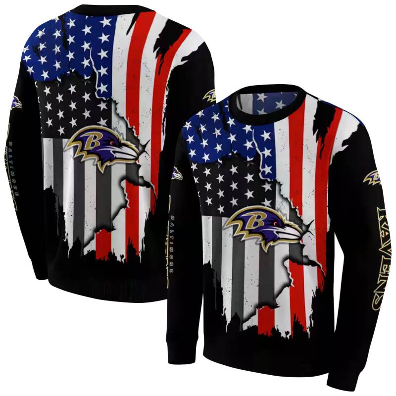 Baltimore Ravens American Pride Black Aop Sweatshirt 1