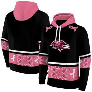 Baltimore Ravens Awareness Ribbon Black Pink AOP Hoodie