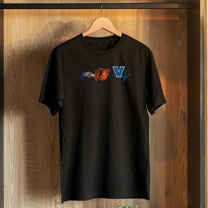 Baltimore Ravens Baltimore Orioles Villanova Heartbeat T-Shirt