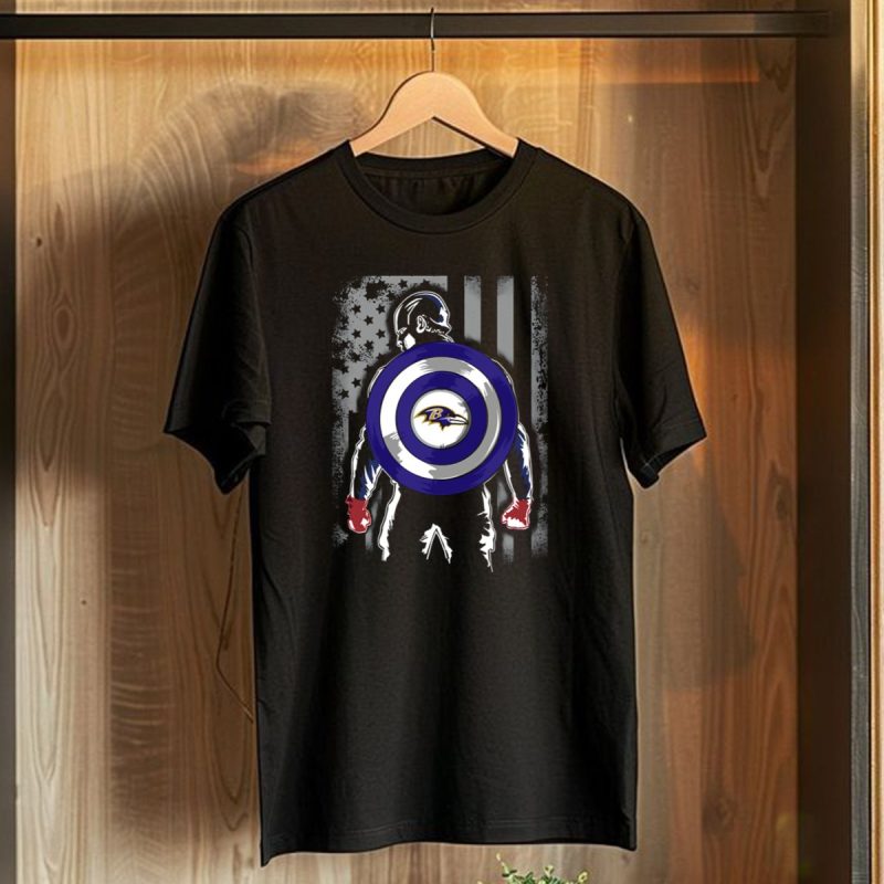 Baltimore Ravens Captain America Shield Flag T Shirt 1 T Shirt 1