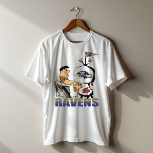 Baltimore Ravens Cartoon Character Watching Tv With Team T-Shirt