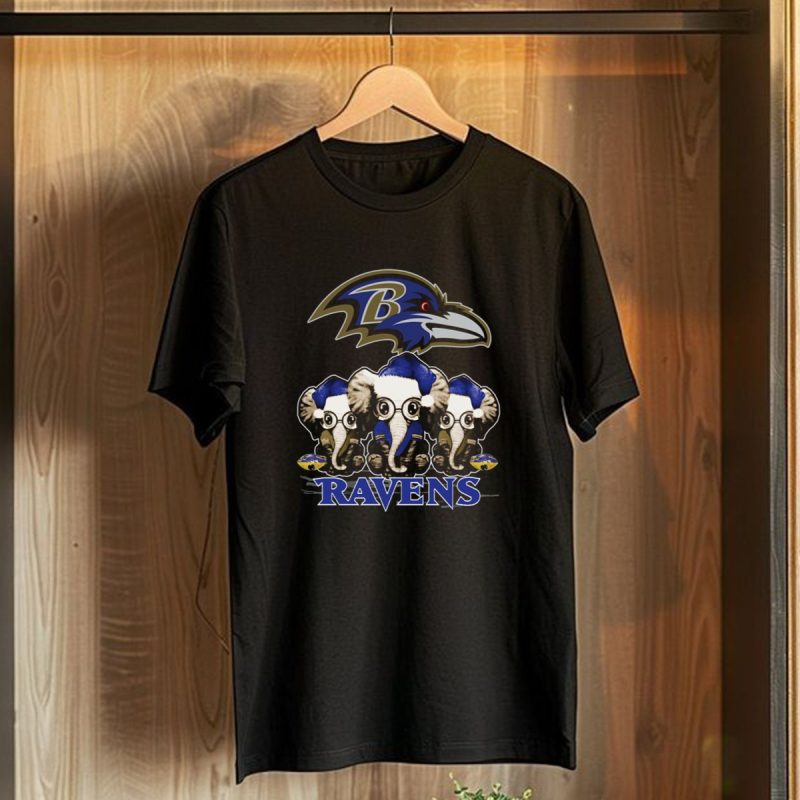 Baltimore Ravens Christmas Elephants T Shirt 1 T Shirt 1