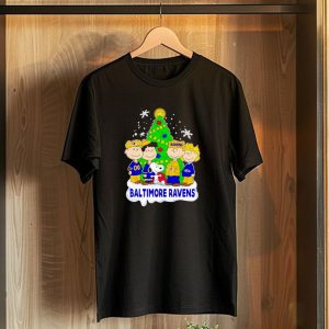 Baltimore Ravens Christmas Tree with Peanuts Characters T-Shirt