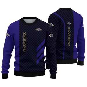 Baltimore Ravens Circles Mesh Purple Black AOP Sweatshirt