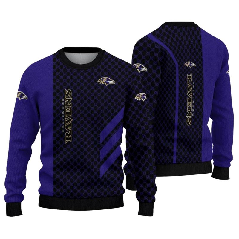 Baltimore Ravens Circles Mesh Purple Black Aop Sweatshirt 1