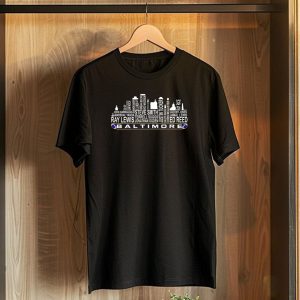 Baltimore Ravens City Skyline Legends Ray Lewis Ed Reed Terrell Suggs T-Shirt