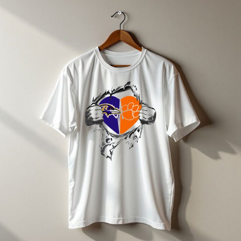 Baltimore Ravens Clemson Tigers Heart Design 354 Ravens Its In My Heart T Shirt 1 T Shirt 1