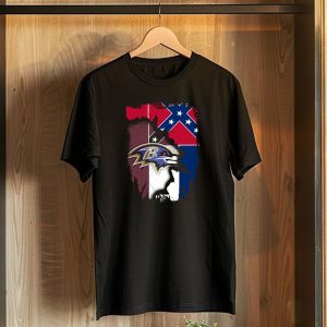 Baltimore Ravens Combined with Mississippi Flag Elements T-Shirt