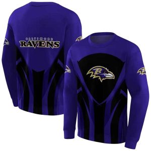 Baltimore Ravens Concentric Lines Purple Black AOP Sweatshirt
