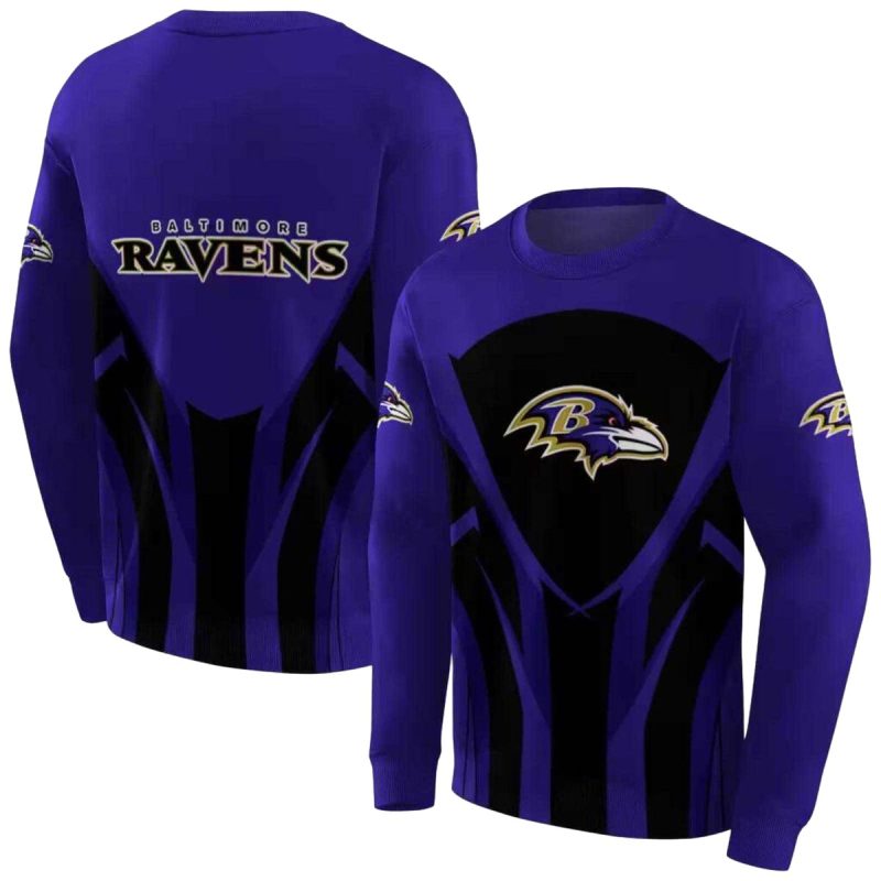 Baltimore Ravens Concentric Lines Purple Black Aop Sweatshirt 1