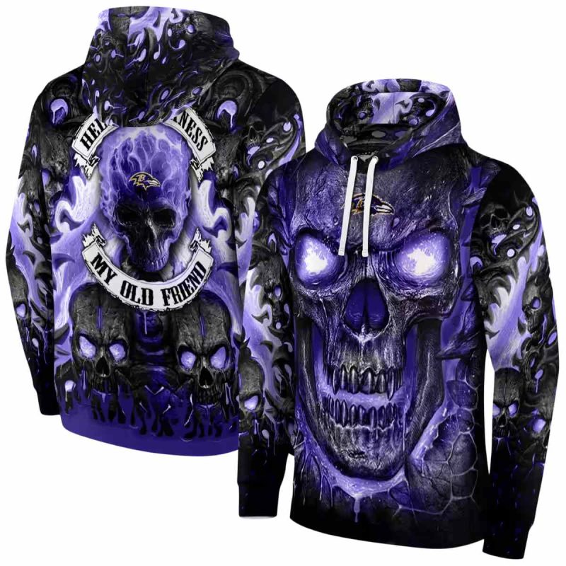 Baltimore Ravens Demonic Skull Purple Black Aop Hoodie 1