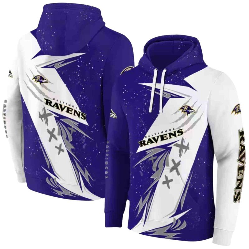 Baltimore Ravens Dynamic Slash Purple White Aop Hoodie 1
