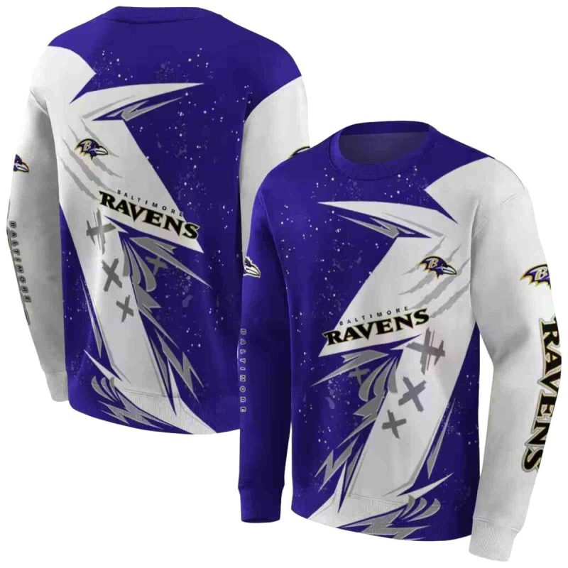 Baltimore Ravens Dynamic Slash Purple White Aop Sweatshirt 1