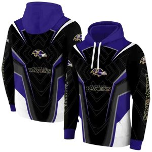 Baltimore Ravens Futuristic Pattern Purple Black AOP Hoodie