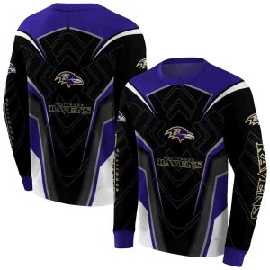 Baltimore Ravens Futuristic Pattern Purple Black AOP Sweatshirt