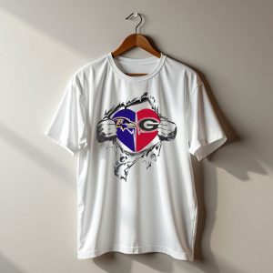 Baltimore Ravens Georgia Bulldogs Heartbeat Connection T-Shirt