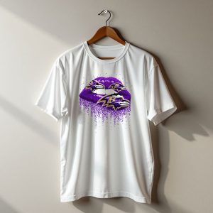 Baltimore Ravens Glitter Lips Logo Purple Sparkle T-Shirt