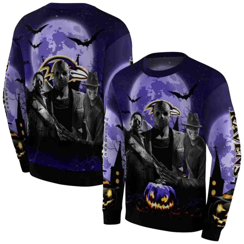 Baltimore Ravens Halloween Vibes Purple Black Aop Sweatshirt 1
