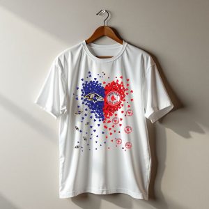 Baltimore Ravens Heart with Boston Red Sox Logo Hearts T-Shirt