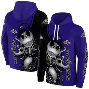 Baltimore Ravens Jack Skellington Purple Black AOP Hoodie