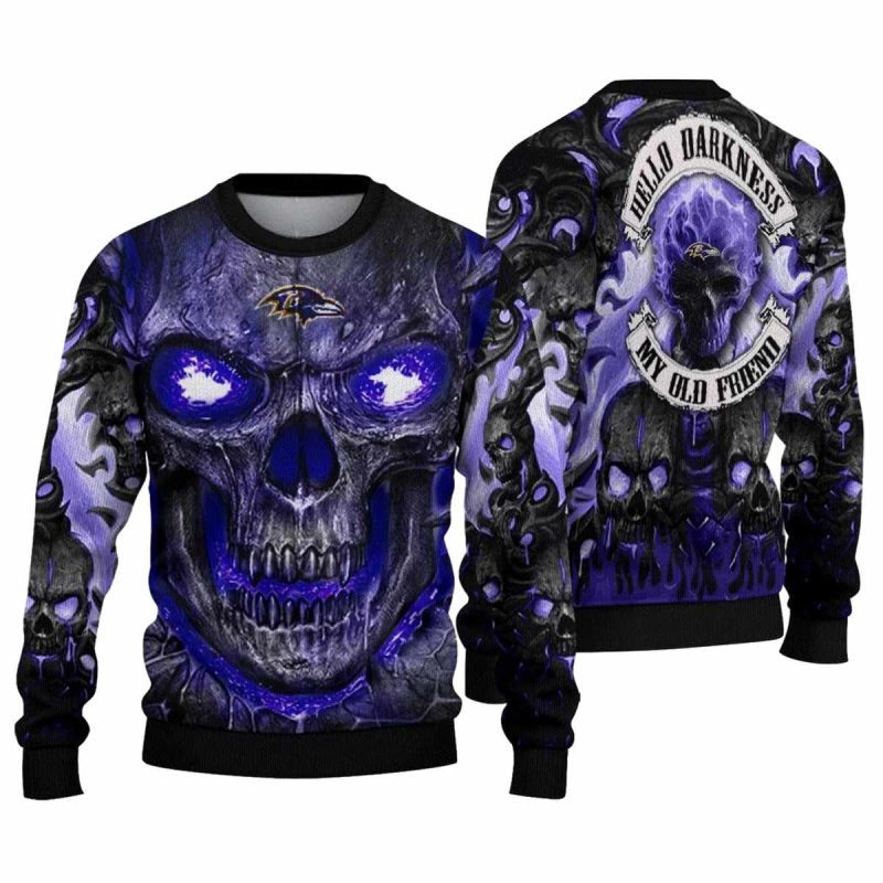 Baltimore Ravens Lava Skull Intensity Purple Black Aop Sweatshirt 1