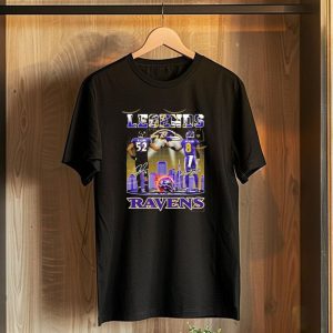 Baltimore Ravens Legends Ray Lewis 52 x Lamar Jackson 8 Signature T-Shirt