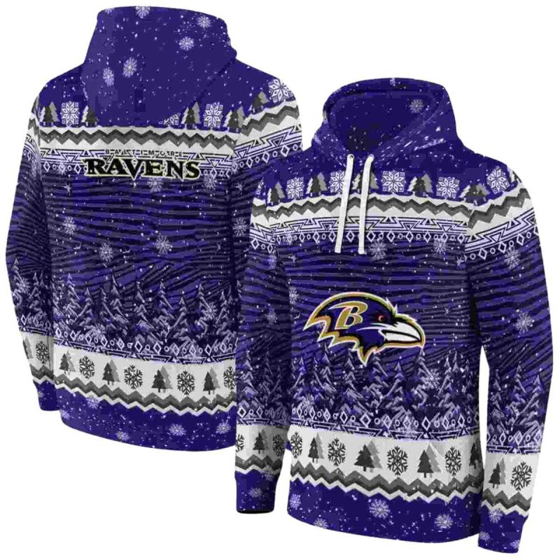 Baltimore Ravens Logo Christmas Trees Purple Aop Hoodie 1