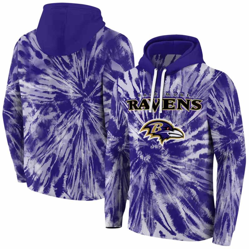 Baltimore Ravens Logo In My Heart Tie Dye Pattern Purple Aop Hoodie 1