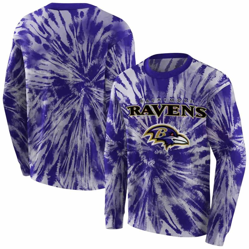Baltimore Ravens Logo In My Heart Tie Dye Pattern Purple Aop Sweatshirt 1