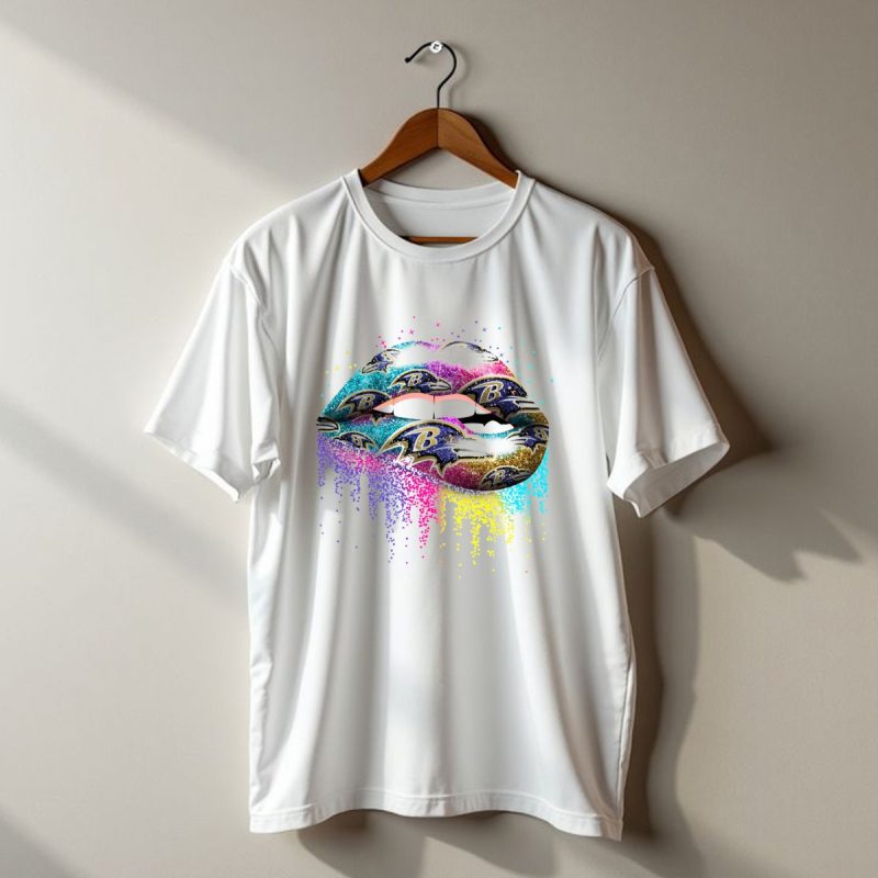 Baltimore Ravens Logo Lips Glitter Multicolor T Shirt 1 T Shirt 1