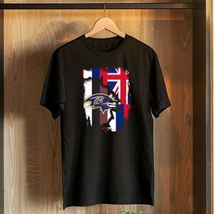 Baltimore Ravens Logo Over Hawaiian Flag Together T-Shirt