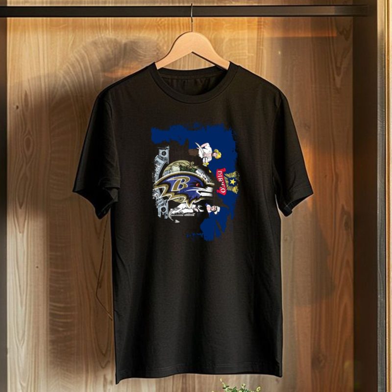 Baltimore Ravens Logo On Maine State Flag Elements T Shirt 1 T Shirt 1