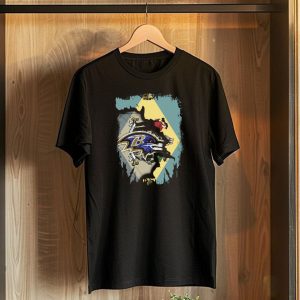 Baltimore Ravens Logo with Delaware Flag Fusion T-Shirt