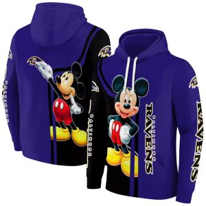 Baltimore Ravens Mickey Mouse Purple Black AOP Hoodie