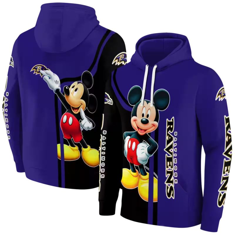 Baltimore Ravens Mickey Mouse Purple Black Aop Hoodie 1