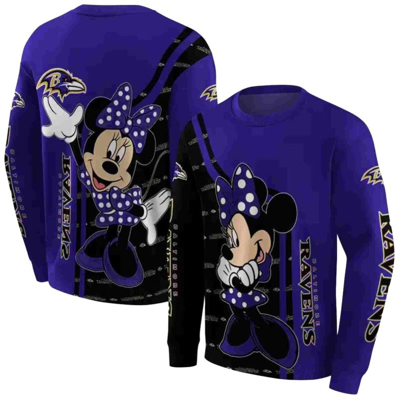 Baltimore Ravens Minnie Mouse Purple Black Aop Sweatshirt 1