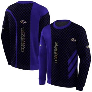 Baltimore Ravens Monogram Pattern Purple Black AOP Sweatshirt