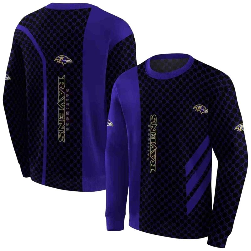 Baltimore Ravens Monogram Pattern Purple Black Aop Sweatshirt 1