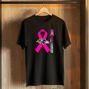 Baltimore Ravens NFL Crush Cancer Pink Ribbon T-Shirt