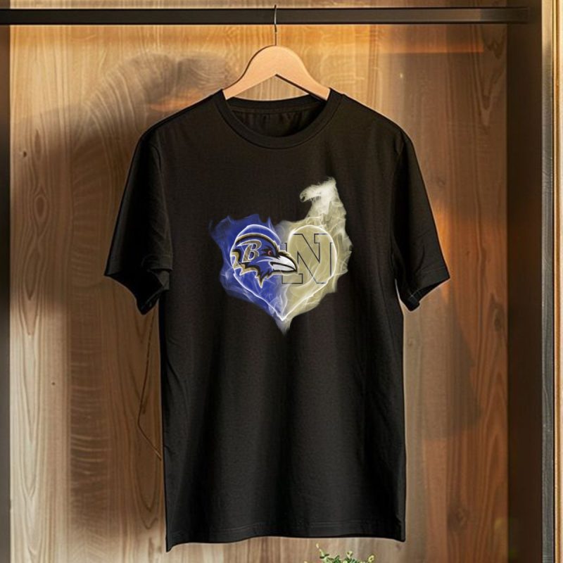 Baltimore Ravens Navy Midshipmen Heart Fusion T Shirt 1 T Shirt 1