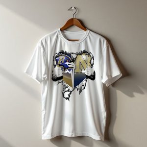 Baltimore Ravens Navy Midshipmen Heart T-Shirt