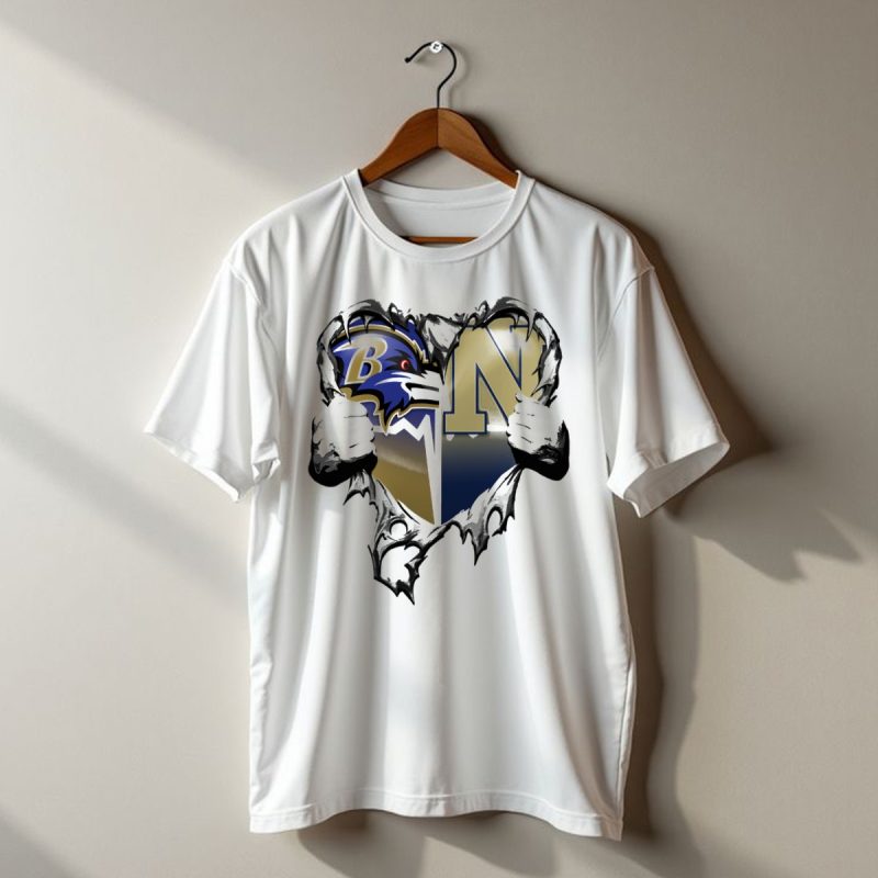 Baltimore Ravens Navy Midshipmen Heart T Shirt 1 T Shirt 1