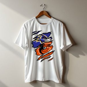 Baltimore Ravens Orioles Logos Ripped T-Shirt