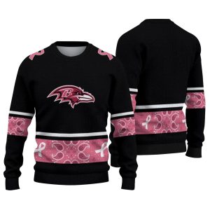 Baltimore Ravens Pink Ribbon Black Pink AOP Sweatshirt