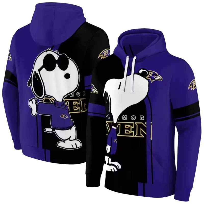 Baltimore Ravens Playful Snoopy Purple Aop Hoodie 1