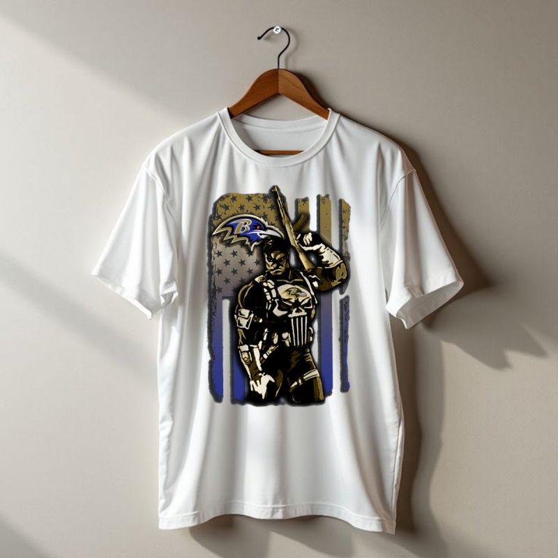 Baltimore Ravens Punisher Soldier Usa Flag T Shirt 1 T Shirt 1