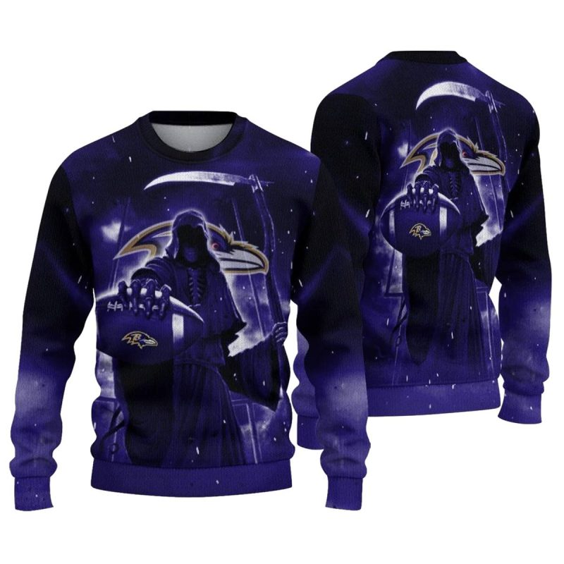 Baltimore Ravens Reaper Scythe Purple Aop Sweatshirt 1