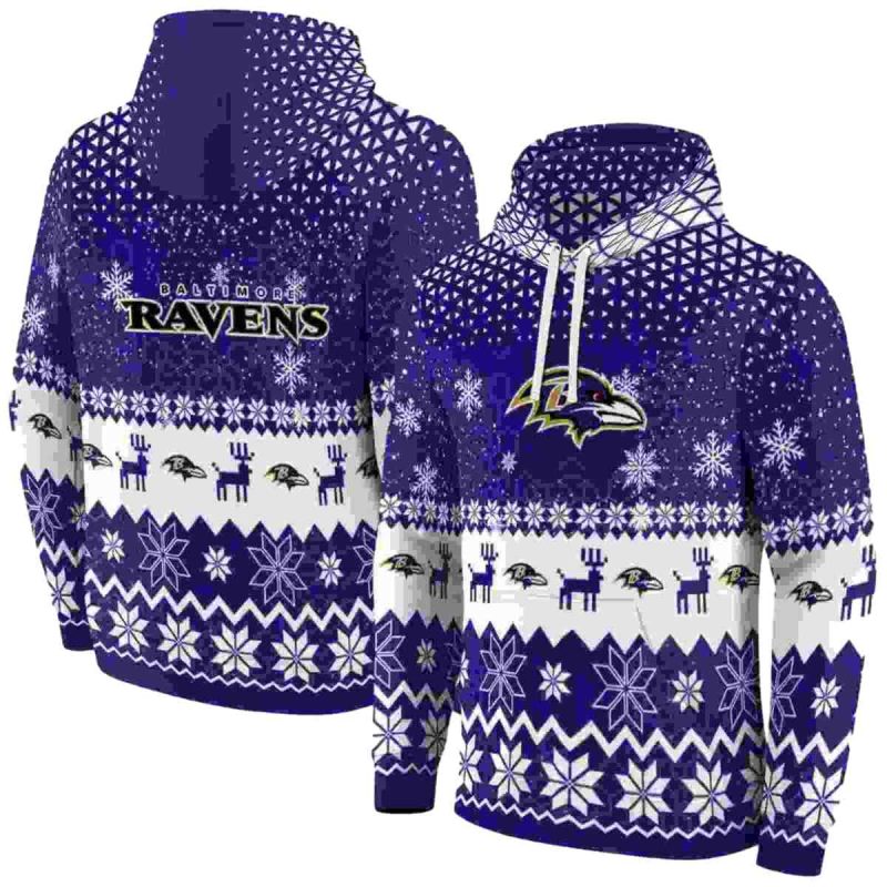 Baltimore Ravens Reindeer Motif Purple Aop Hoodie 1