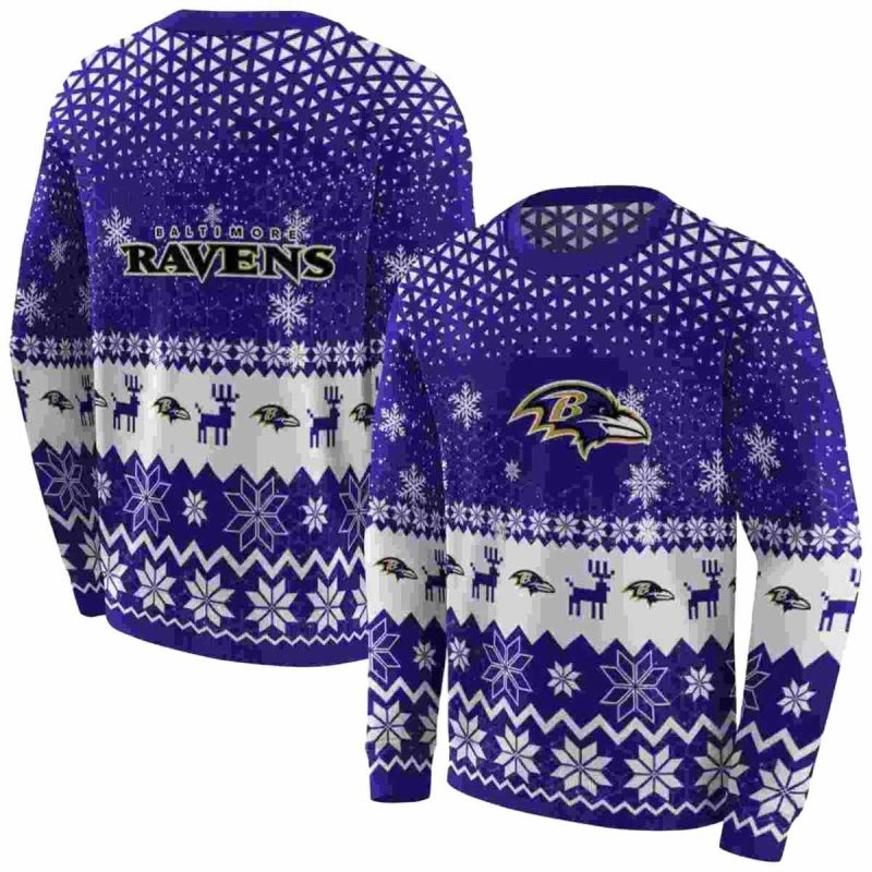 Baltimore Ravens Reindeer Motif Purple Aop Sweatshirt 1