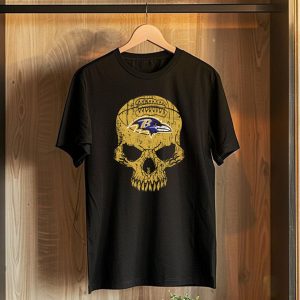 Baltimore Ravens Skull Football T-Shirt